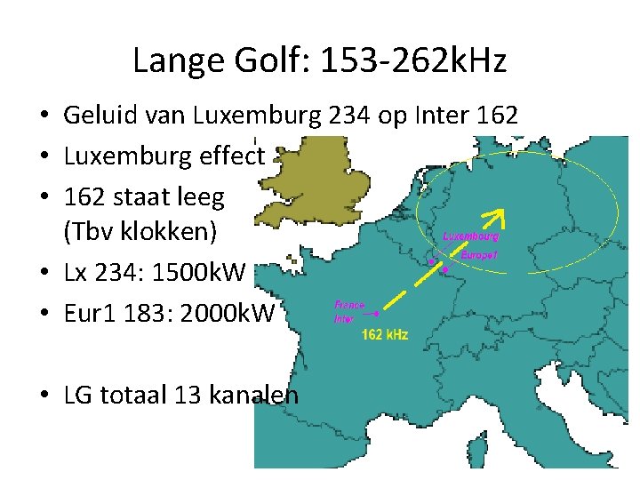 Lange Golf: 153 -262 k. Hz • Geluid van Luxemburg 234 op Inter 162 Lange Golf: 153 -262 k. Hz • Geluid van Luxemburg 234 op Inter 162