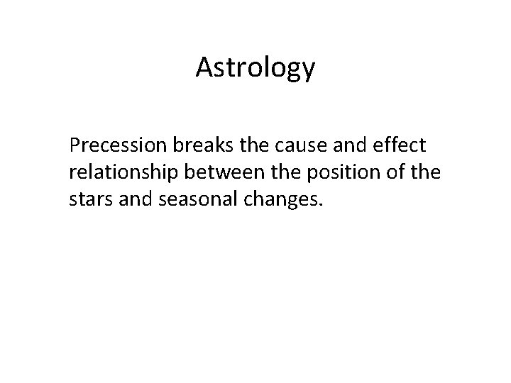 Astrology Precession breaks the cause and effect relationship between the position of the stars