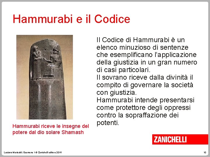 Hammurabi e il Codice Hammurabi riceve le insegne del potere dal dio solare Shamash