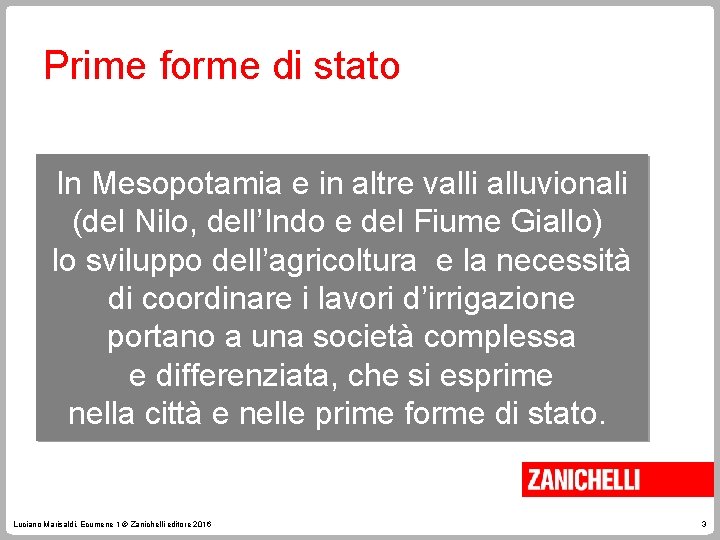 Prime forme di stato In Mesopotamia e in altre valli alluvionali (del Nilo, dell’Indo