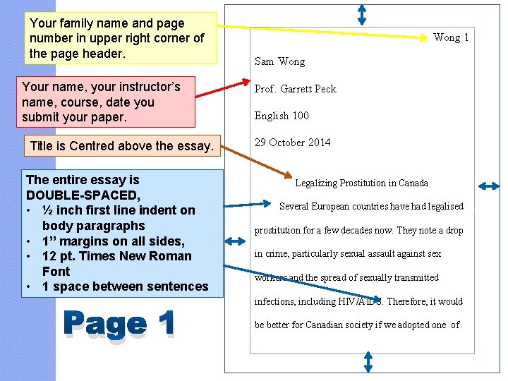 Your family name and page number in upper right corner of the page header.