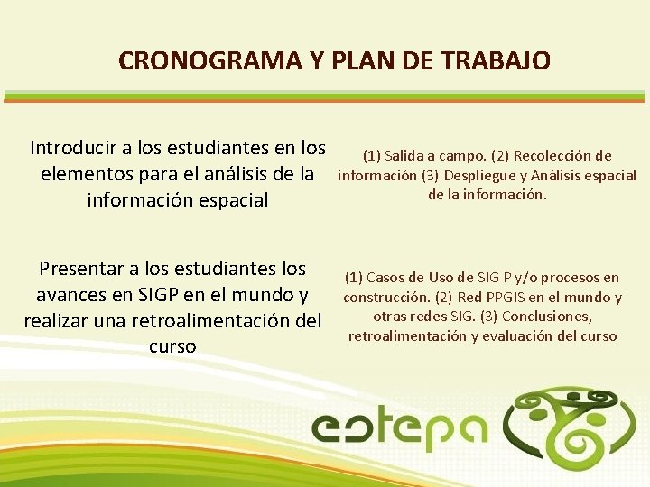 CRONOGRAMA Y PLAN DE TRABAJO Introducir a los estudiantes en los elementos para el CRONOGRAMA Y PLAN DE TRABAJO Introducir a los estudiantes en los elementos para el
