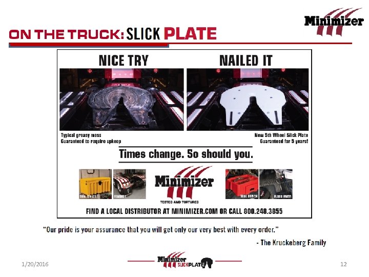 Slick Plate 1/20/2016 Minimizer Confidential 12 