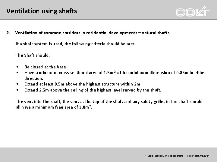 Ventilation using shafts 2. Ventilation of common corridors in residential developments – natural shafts
