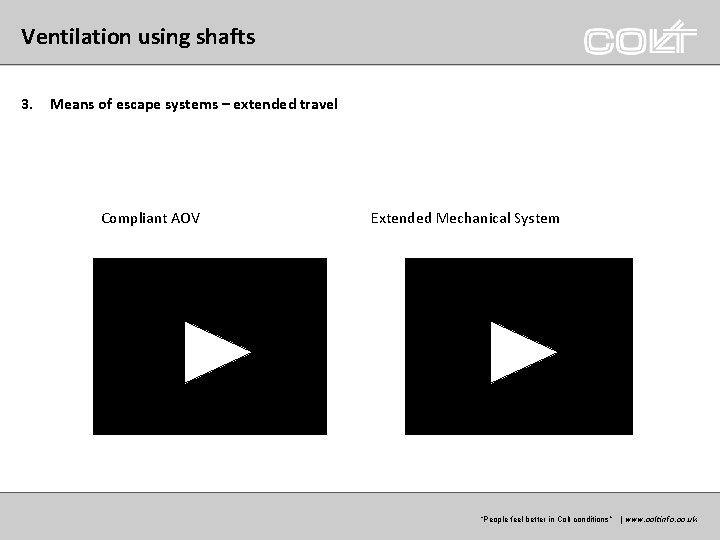 Ventilation using shafts 3. Means of escape systems – extended travel Compliant AOV Extended