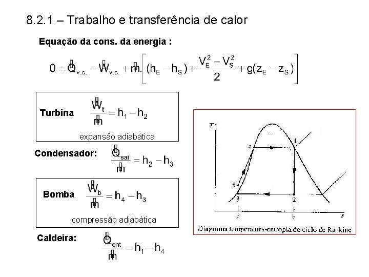 8. 2. 1 – Trabalho e transferência de calor Equação da cons. da energia