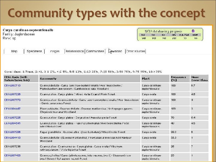 Community types with the concept 
