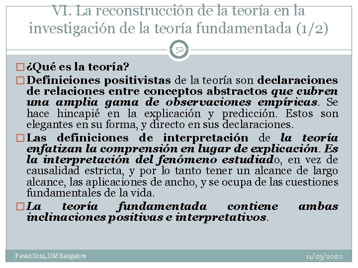 VI. La reconstrucción de la teoría en la investigación de la teoría fundamentada (1/2)