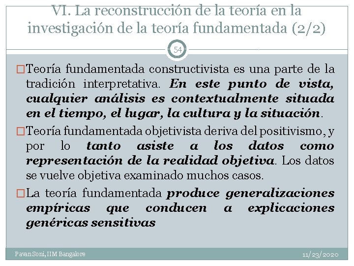 VI. La reconstrucción de la teoría en la investigación de la teoría fundamentada (2/2)