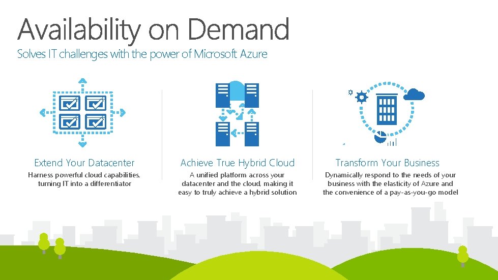 Solves IT challenges with the power of Microsoft Azure Extend Your Datacenter Achieve True