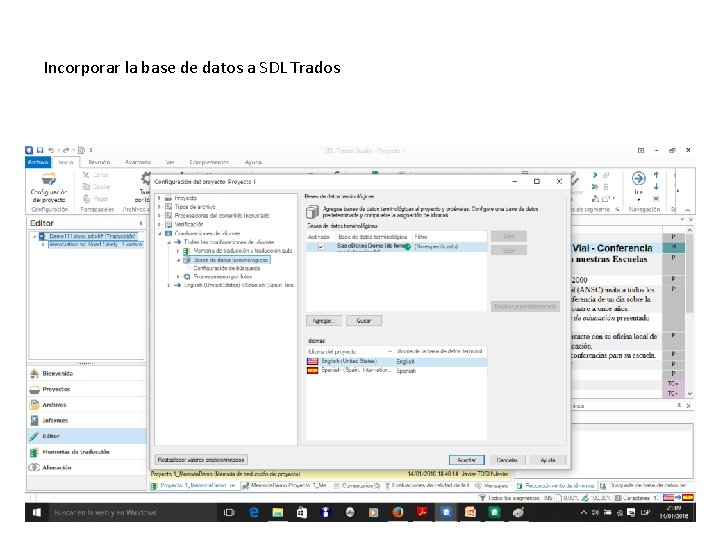 Incorporar la base de datos a SDL Trados 