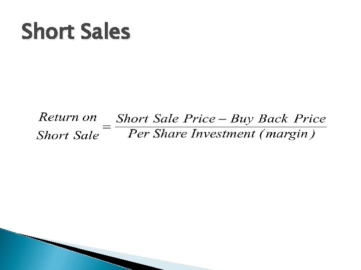 Short Sales 