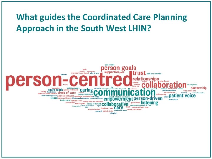 What guides the Coordinated Care Planning Approach in the South West LHIN? 