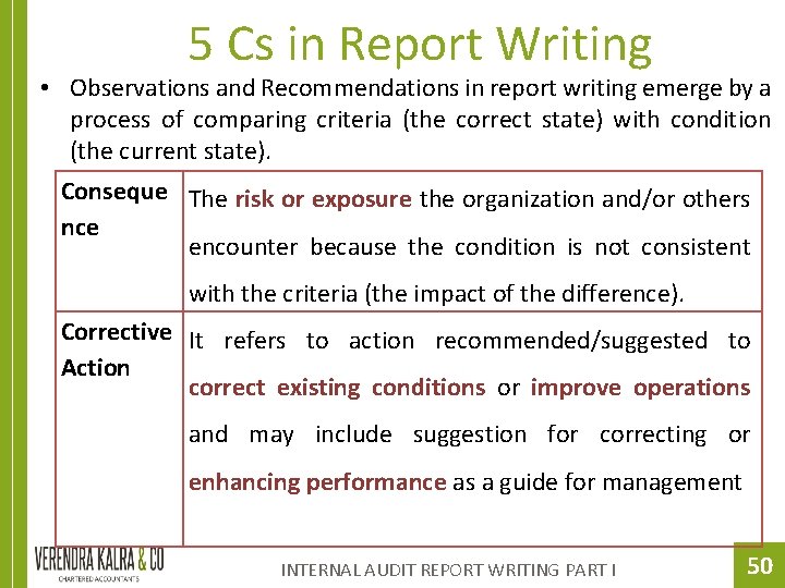 5 Cs in Report Writing • Observations and Recommendations in report writing emerge by