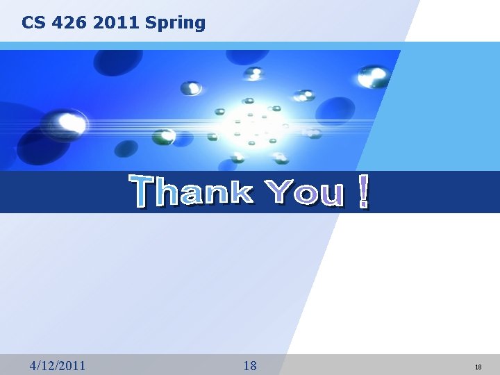 CS 426 2011 Spring 4/12/2011 18 18 