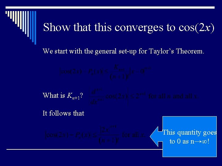 Show that this converges to cos(2 x) We start with the general set-up for Show that this converges to cos(2 x) We start with the general set-up for