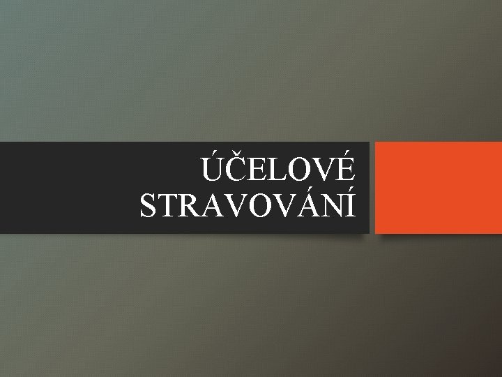 ÚČELOVÉ STRAVOVÁNÍ 