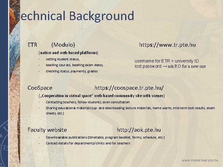 Technical Background ETR (Modulo) https: //www. tr. pte. hu (native and web-based platforms) - Technical Background ETR (Modulo) https: //www. tr. pte. hu (native and web-based platforms) -