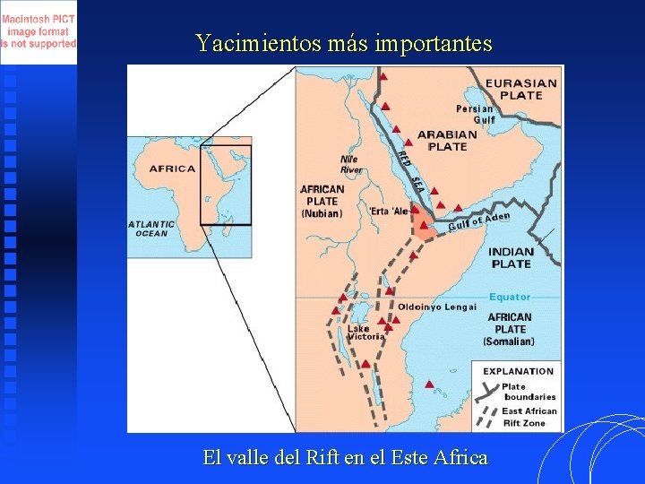 Yacimientos más importantes El valle del Rift en el Este Africa 