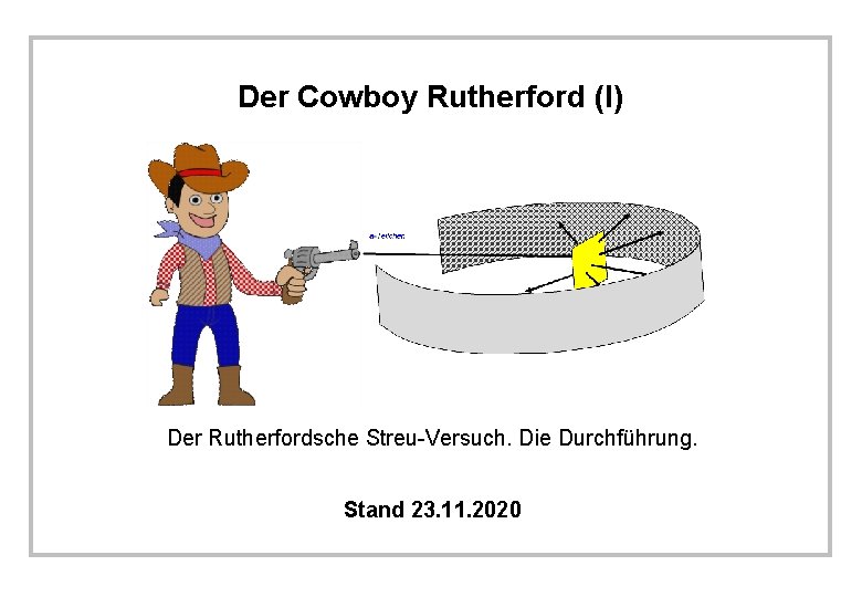 Der Cowboy Rutherford (I) Der Rutherfordsche Streu-Versuch. Die Durchführung. Stand 23. 11. 2020 