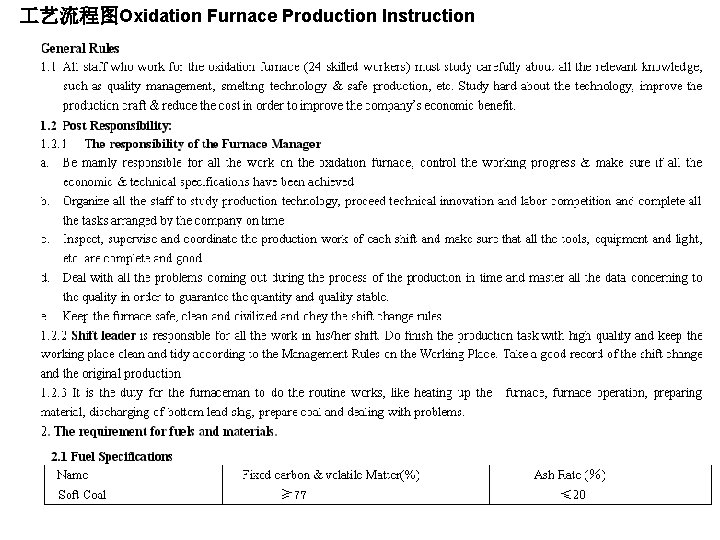  艺流程图Oxidation Furnace Production Instruction 