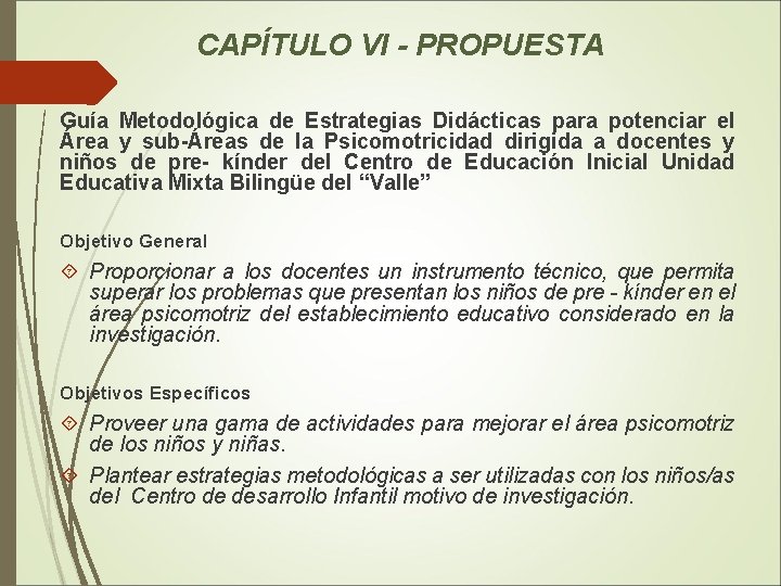 CAPÍTULO VI - PROPUESTA Guía Metodológica de Estrategias Didácticas para potenciar el Área y