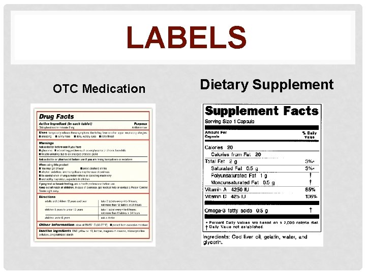  LABELS OTC Medication Dietary Supplement 