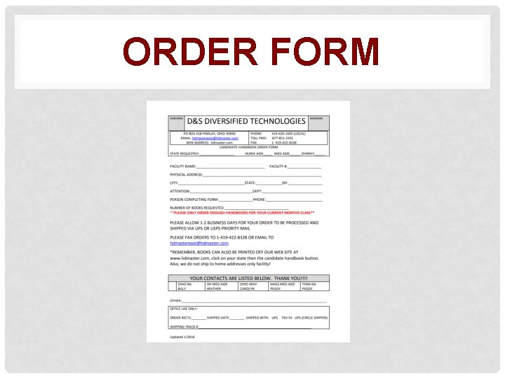 ORDER FORM 