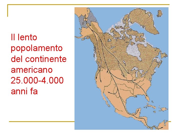 Il lento popolamento del continente americano 25. 000 -4. 000 anni fa 