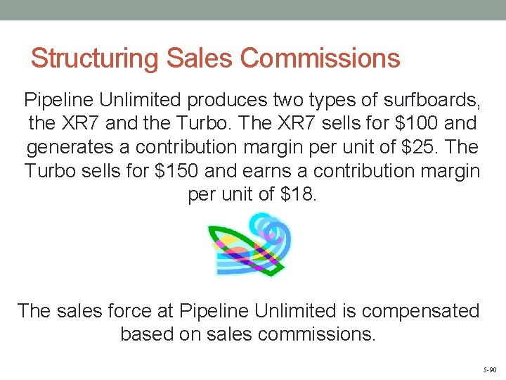 Structuring Sales Commissions Pipeline Unlimited produces two types of surfboards, the XR 7 and