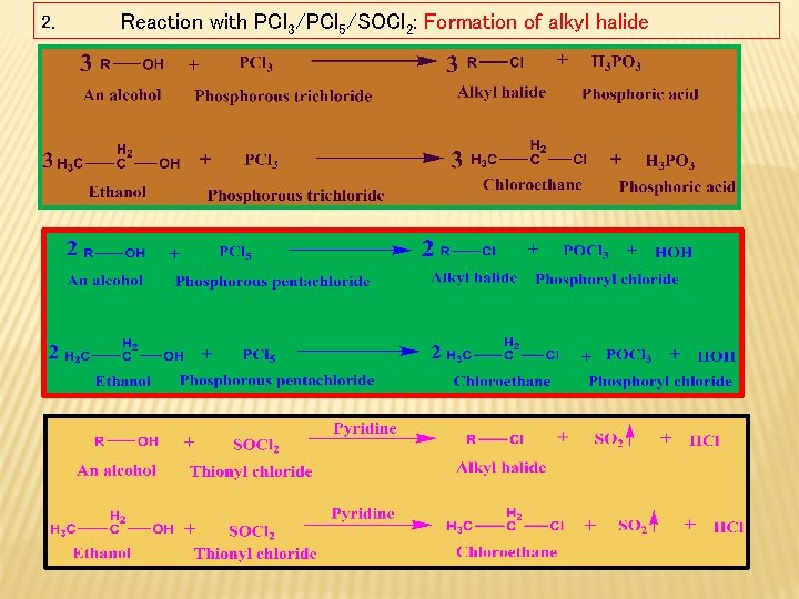 2. Reaction with PCl 3/PCl 5/SOCl 2: Formation of alkyl halide 