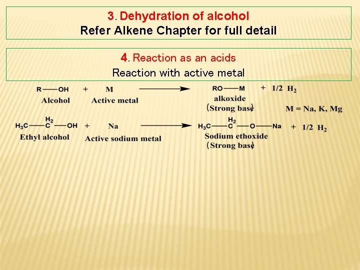 3. Dehydration of alcohol Refer Alkene Chapter for full detail 4. Reaction as an