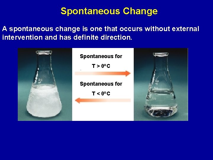 Spontaneous Change A spontaneous change is one that occurs without external intervention and has
