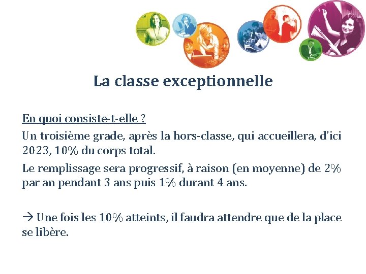 La classe exceptionnelle En quoi consiste-t-elle ? Un troisième grade, après la hors-classe, qui