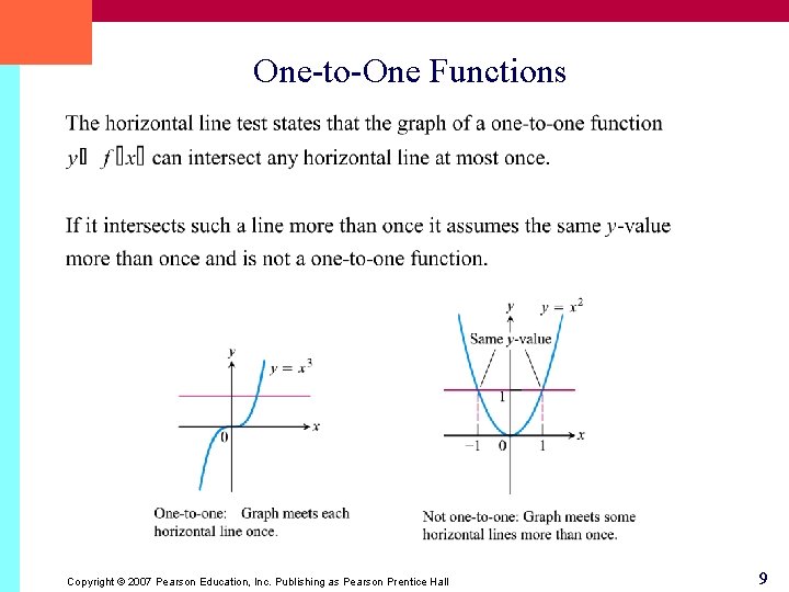 One-to-One Functions Copyright © 2007 Pearson Education, Inc. Publishing as Pearson Prentice Hall 9