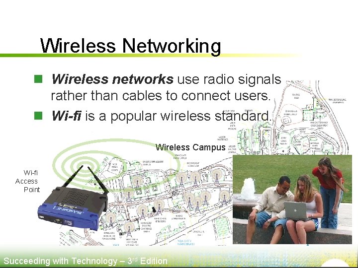 Wireless Networking n Wireless networks use radio signals rather than cables to connect users.