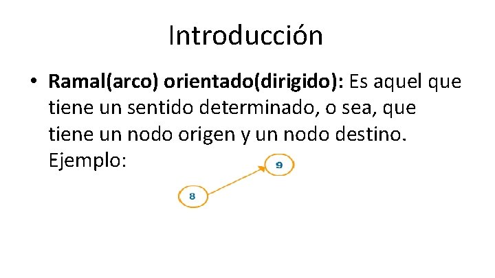 Introducción • Ramal(arco) orientado(dirigido): Es aquel que tiene un sentido determinado, o sea, que Introducción • Ramal(arco) orientado(dirigido): Es aquel que tiene un sentido determinado, o sea, que