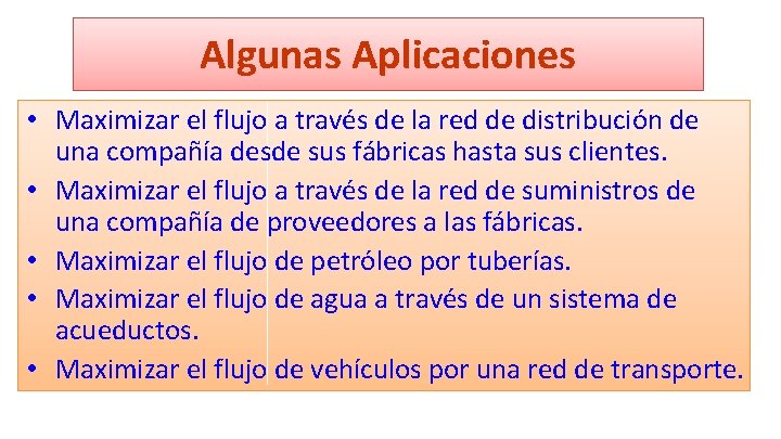 Algunas Aplicaciones • Maximizar el flujo a través de la red de distribución de Algunas Aplicaciones • Maximizar el flujo a través de la red de distribución de