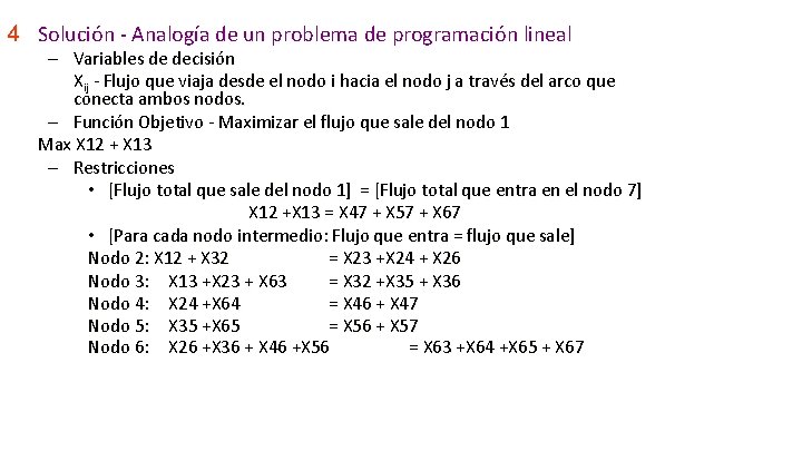 4 Solución - Analogía de un problema de programación lineal – Variables de decisión 4 Solución - Analogía de un problema de programación lineal – Variables de decisión
