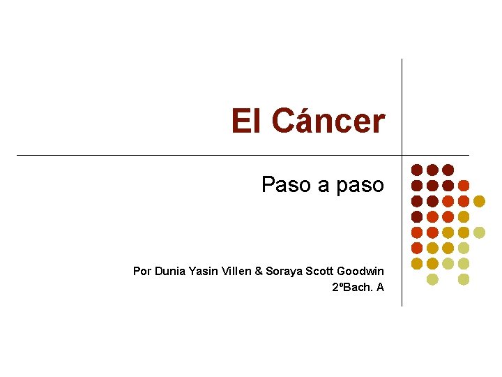 El Cáncer Paso a paso Por Dunia Yasin Villen & Soraya Scott Goodwin 2ºBach.