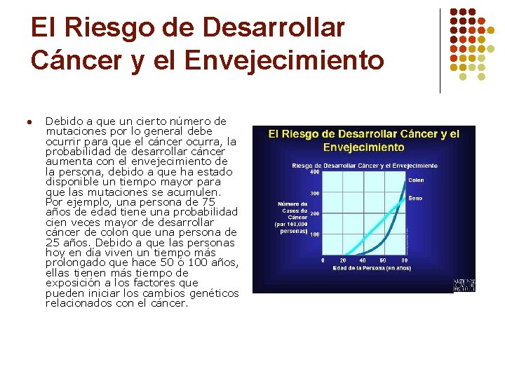 El Riesgo de Desarrollar Cáncer y el Envejecimiento l Debido a que un cierto