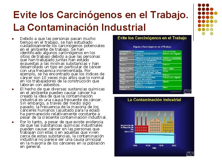 Evite los Carcinógenos en el Trabajo. La Contaminación Industrial l Debido a que las