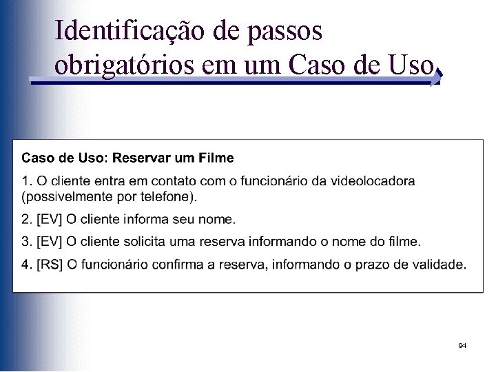 Identificação de passos obrigatórios em um Caso de Uso 94 