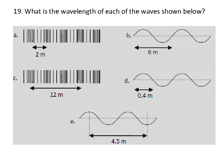 19. What is the wavelength of each of the waves shown below? 