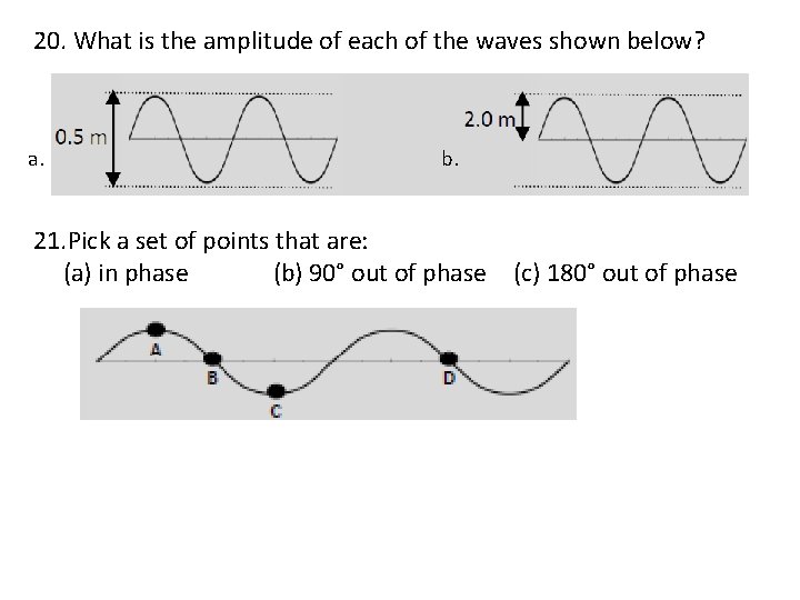 20. What is the amplitude of each of the waves shown below? a. b.