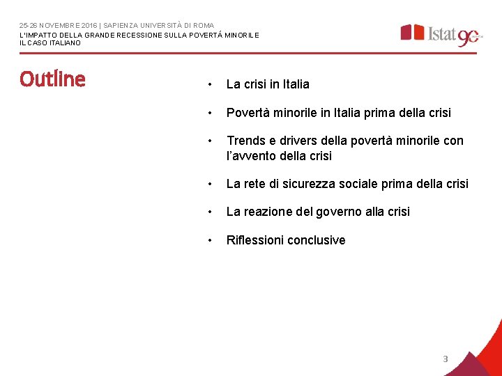 25 -26 NOVEMBRE 2016 | SAPIENZA UNIVERSITÀ DI ROMA L’IMPATTO DELLA GRANDE RECESSIONE SULLA