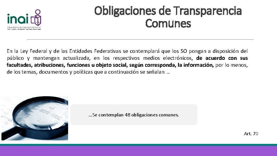 Obligaciones de Transparencia Comunes En la Ley Federal y de las Entidades Federativas se