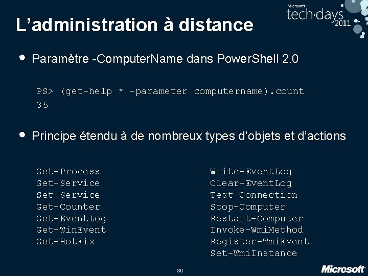 L’administration à distance • Paramètre -Computer. Name dans Power. Shell 2. 0 PS> (get-help L’administration à distance • Paramètre -Computer. Name dans Power. Shell 2. 0 PS> (get-help