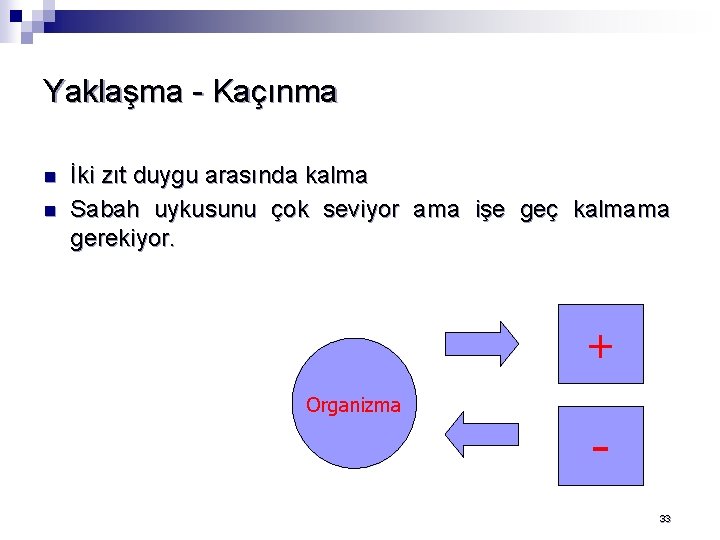 Yaklaşma - Kaçınma n n İki zıt duygu arasında kalma Sabah uykusunu çok seviyor