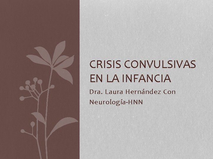 CRISIS CONVULSIVAS EN LA INFANCIA Dra. Laura Hernández Con Neurología-HNN 